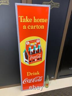 COCA COLA With SIX PACK LARGE EMBOSSED METAL ADVERTISING SIGN (48x 15) NICE