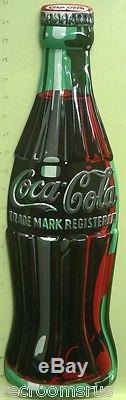 COCA COLA bottle cut heavy embossed metal sign soda pop coke great embossing