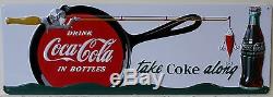COCA COLA fishing metal sign heavy embossed take some along coke bass fish soda