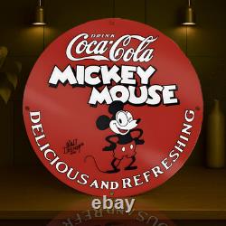COCA-COLA x MICKEY MOUSE Vintage Heavy Metal Sign (XL 19.7 / 50 cm)