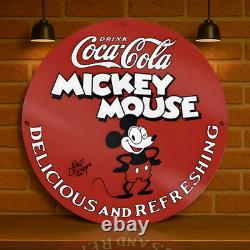 COCA-COLA x MICKEY MOUSE Vintage Heavy Metal Sign (XL 19.7 / 50 cm)