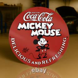 COCA-COLA x MICKEY MOUSE Vintage Heavy Metal Sign (XL 19.7 / 50 cm)