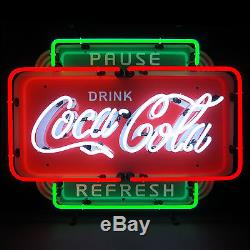 COKE PAUSE AND REFRESH NEON SIGN coca-cola soft drink beautiful green and red