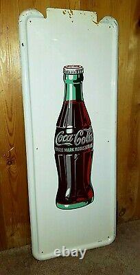 COKE-TACULAR Vintage 1947 Coca-Cola 40 x 16 Pilaster Sign in WONDERFUL Shape