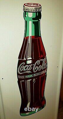 COKE-TACULAR Vintage 1947 Coca-Cola 40 x 16 Pilaster Sign in WONDERFUL Shape