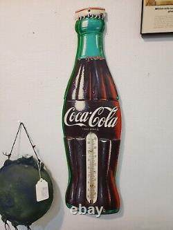 C. 1950s Original Vintage Coca Cola Thermometer Sign Metal Soda Coke Works! Gas