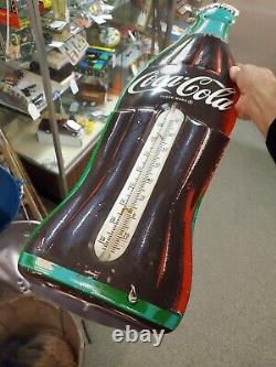 C. 1950s Original Vintage Coca Cola Thermometer Sign Metal Soda Coke Works! Gas