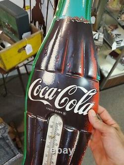 C. 1950s Original Vintage Coca Cola Thermometer Sign Metal Soda Coke Works! Gas