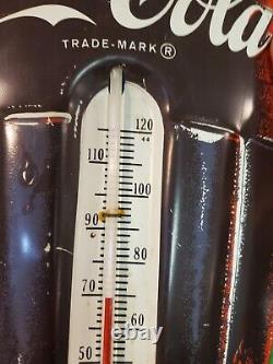 C. 1950s Original Vintage Coca Cola Thermometer Sign Metal Soda Coke Works! Gas