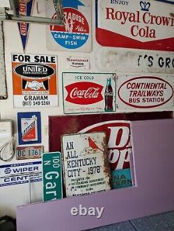 C. 1952 Original Vintage Drink Coca Cola Sign Metal Bottle Coke Soda Grocery Gas