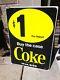 C. 1960 Original Vintage Enjoy Coca Cola Sign Board Metal Coke Buy The Case Neon