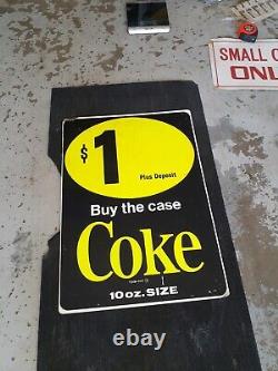 C. 1960 Original Vintage Enjoy Coca Cola Sign Board Metal Coke Buy The Case Neon