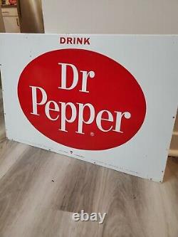 C. 1960s Original Vintage Drink Dr. Pepper Sign Metal Rack Topper Coke Pepsi Soda