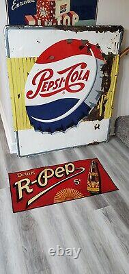 C. 1960s Original Vintage Drink Dr. Pepper Sign Metal Rack Topper Coke Pepsi Soda