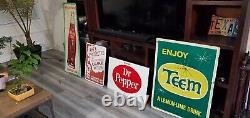 C. 1960s Original Vintage Drink Dr. Pepper Sign Metal Rack Topper Coke Pepsi Soda