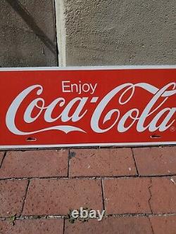 C. 1960s Original Vintage Enjoy Coca Cola Sign Metal Coke Rack Topper Soda Gas