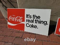C. 1960s Original Vintage Enjoy Coca Cola Sign Metal Coke Rack Topper Soda Gas