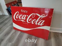 C. 1960s Original Vintage Enjoy Coca Cola Sign Metal Coke Soda AM120 Authentic