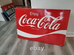 C. 1960s Original Vintage Enjoy Coca Cola Sign Metal Coke Soda AM120 Authentic