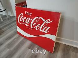 C. 1960s Original Vintage Enjoy Coca Cola Sign Metal Coke Soda AM120 Authentic