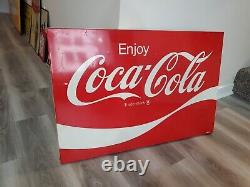 C. 1960s Original Vintage Enjoy Coca Cola Sign Metal Coke Soda AM120 Authentic