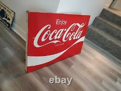 C. 1960s Original Vintage Enjoy Coca Cola Sign Metal Coke Soda AM120 Authentic