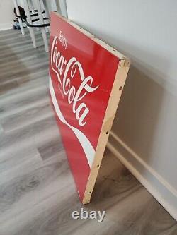 C. 1960s Original Vintage Enjoy Coca Cola Sign Metal Coke Soda AM120 Authentic