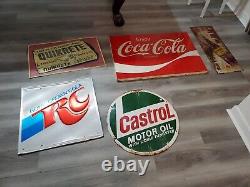 C. 1960s Original Vintage Enjoy Coca Cola Sign Metal Coke Soda AM120 Authentic