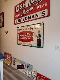 C. 1960s Original Vintage Enjoy Coca Cola Sign Metal Fountain Service Ice Coke