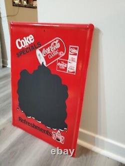C. 1980s Original Vintage Coca Cola Sign Metal Cherry Coke Specials Rare NOS MINT