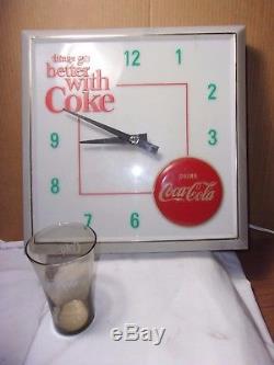 Circa 1960's Vintage Coke Coca Cola Clock Sign Pop Soda Fountain
