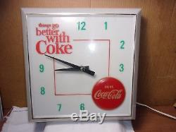 Circa 1960's Vintage Coke Coca Cola Clock Sign Pop Soda Fountain