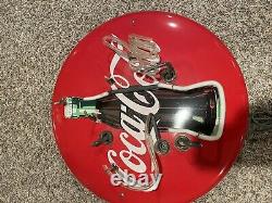 Coca-Cola 16 inch Button Disc Neon Sign Red Bullseye Logo with Contour Bottle