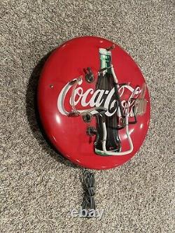 Coca-Cola 16 inch Button Disc Neon Sign Red Bullseye Logo with Contour Bottle