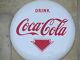 Coca-Cola 16 white Button Sign Mint Porcelain with Arrow