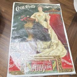 Coca-Cola 1904 Original Soda Fountain Advertising Sign Lady in White Dress