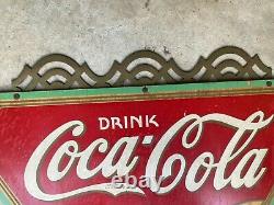 Coca Cola 1930 Original Kay Display Triangle Sign Ultra Rare Wood Sign Vintage