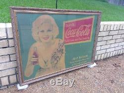 Coca Cola 1933 Original Jean Harlow Cardboard Advertisement Framed Old Hollywood