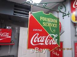 Coca Cola 1935 Porcelain Shield Sign (MINT) DOUBLE SIDED SIGN(RARE)W-Bracket