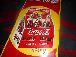 Coca Cola 1940s Canadian Metal Vertical Sign-St. Thomas Seldom Found 6-Pk Carton