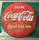 Coca-Cola 1940s Full Original 24 In Coca Cola Button Sign With Original Bracket