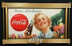 Coca Cola 1949 Gorgeous Tulip Girl Cardboard & Frame Original w Modern Updates