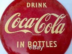 Coca Cola 1950's Button Sign 24 nice condition