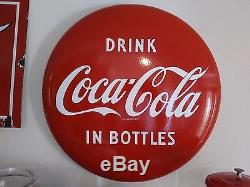 Coca Cola 1950's Porcelain 24 Button Sign Near Mint