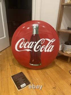 Coca-Cola 1950s Vintage Button Sign 24 Original Coke Bottle Collectible