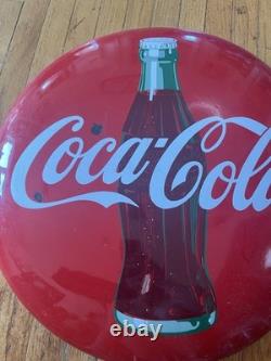 Coca-Cola 1950s Vintage Button Sign 24 Original Coke Bottle Collectible