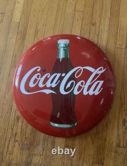Coca-Cola 1950s Vintage Button Sign 24 Original Coke Bottle Collectible