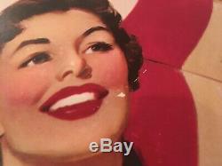 Coca-Cola 1955 Umbrella Girl Cardboard Litho Sign Edwards & Deutsch Chicago
