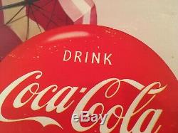 Coca-Cola 1955 Umbrella Girl Cardboard Litho Sign Edwards & Deutsch Chicago