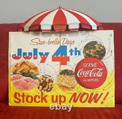 Coca-Cola 1957 Sun-Brella July 4th Carton Rack Card Stock Sign